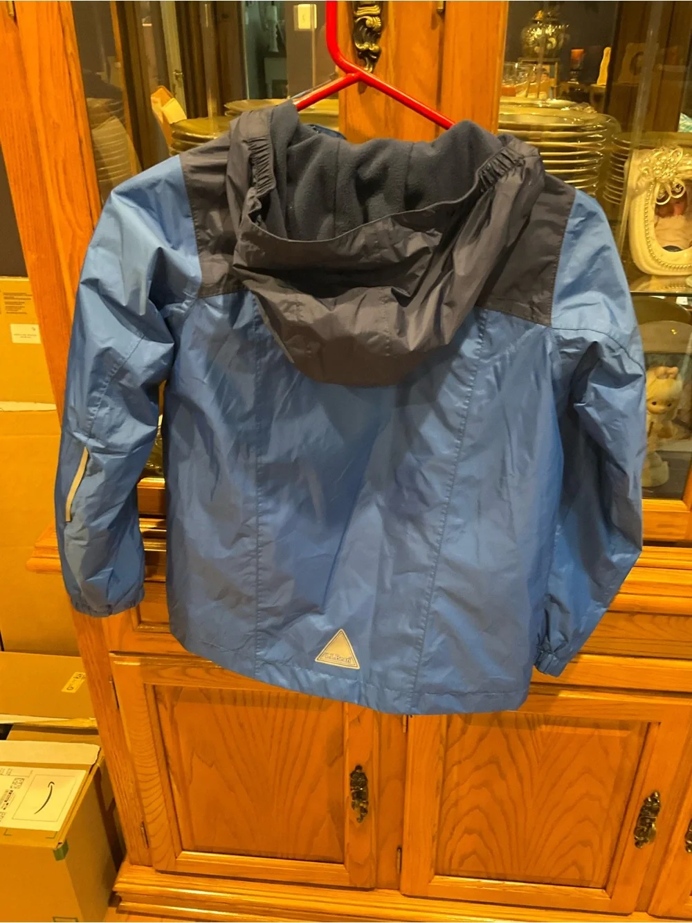 L.L. Bean Kids Blue and Navy Hooded Rain Jacket Coat 8